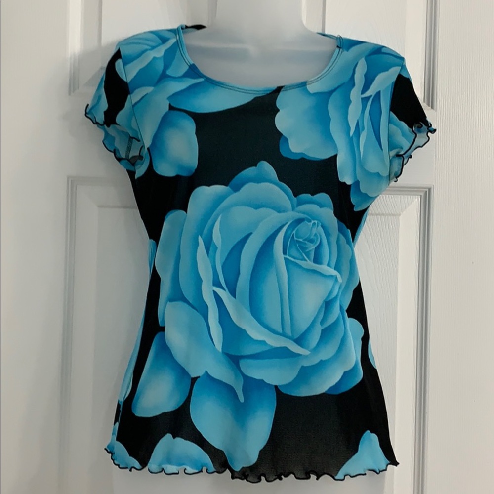 Black & Blue flower blouse